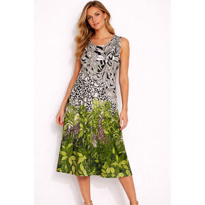 Chico's Easywear Summer Dress Animal Print Size Medium